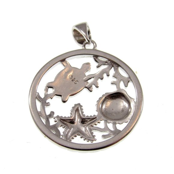 Solid 925 Sterling Silver Opal Sea Life Pendant - Blue or White Opal Gemstone - Picture 8 of 8